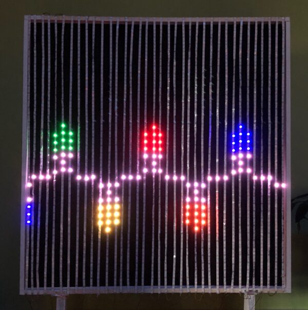 A LED display showing a string of lights design.