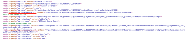 HTML code showing properties underlined in red that we used to embed the video
