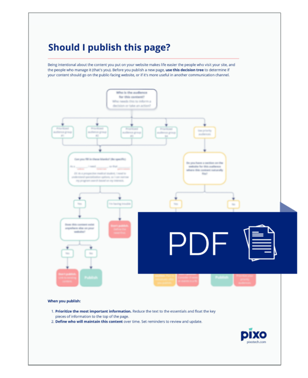 screenshot of the first page of the content decision tree document