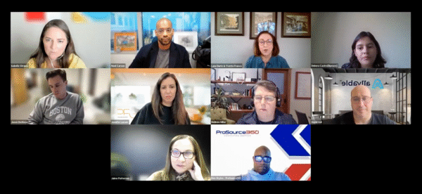 A Zoom room meeting of 10 BPeace members.